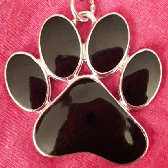 NWOT Rhinestone 2 sided PAW PRINT Key Ring / Chain - Picture 3 of 8